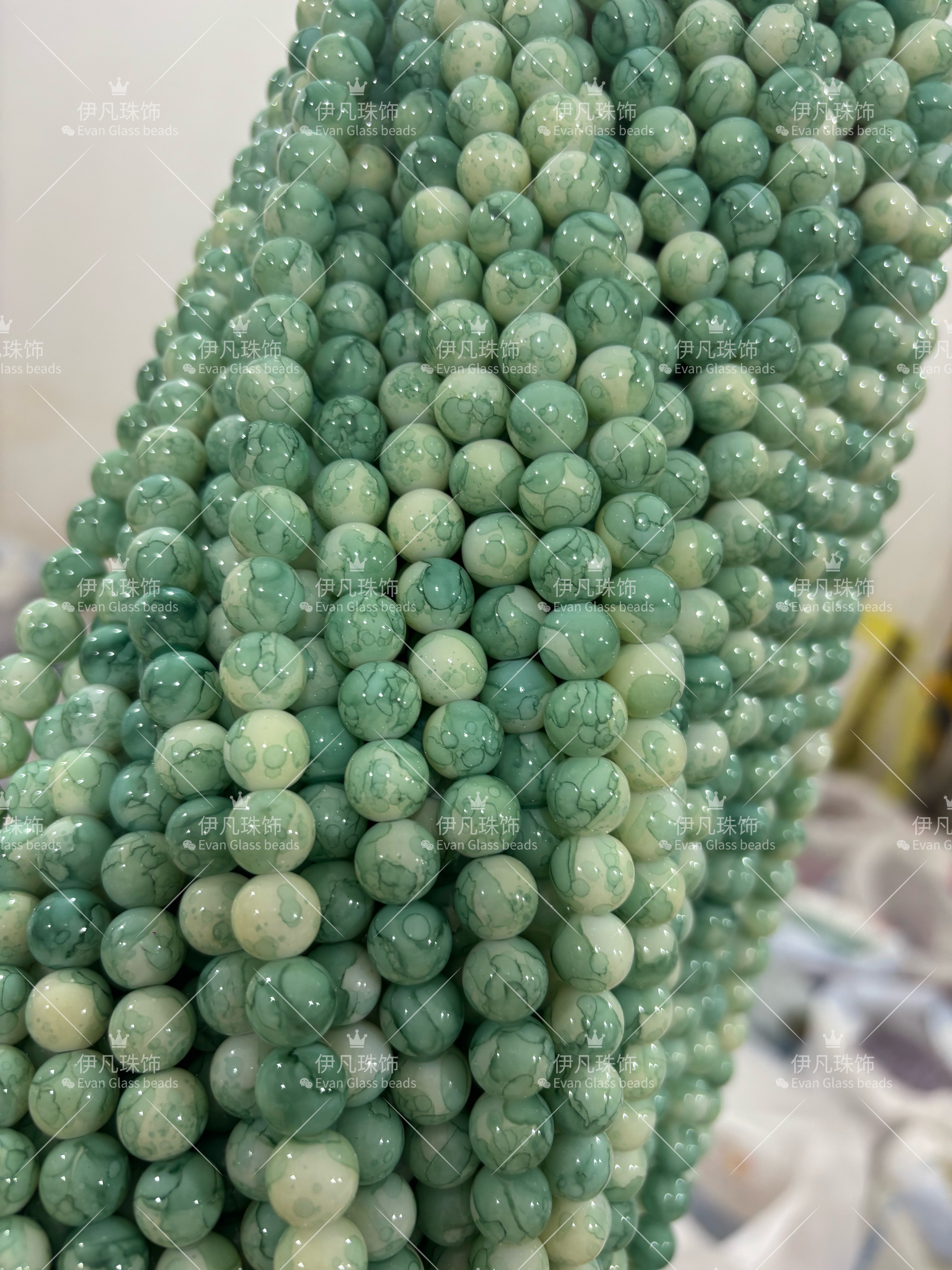 10mm玻璃珠瓷珠水墨系列圆珠串珠DIY材料配件出口外贸珠详情图4