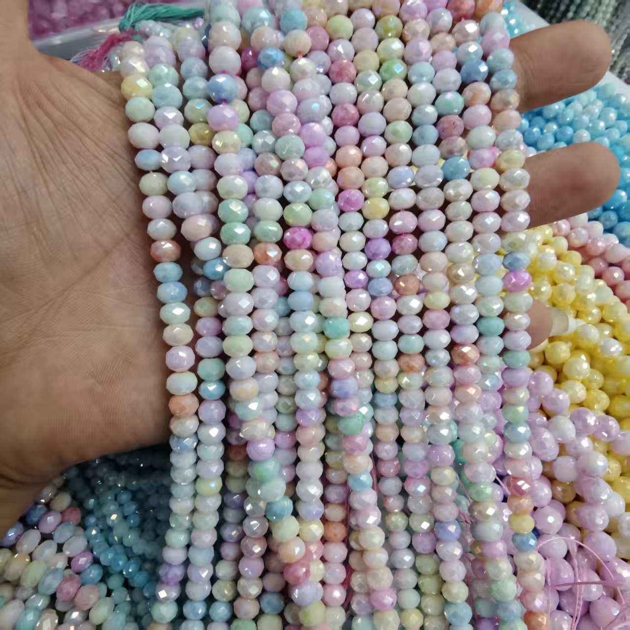 天然石珠子玻璃米珠串珠散珠珠串 手工DIY饰品材料多彩搭配产品图