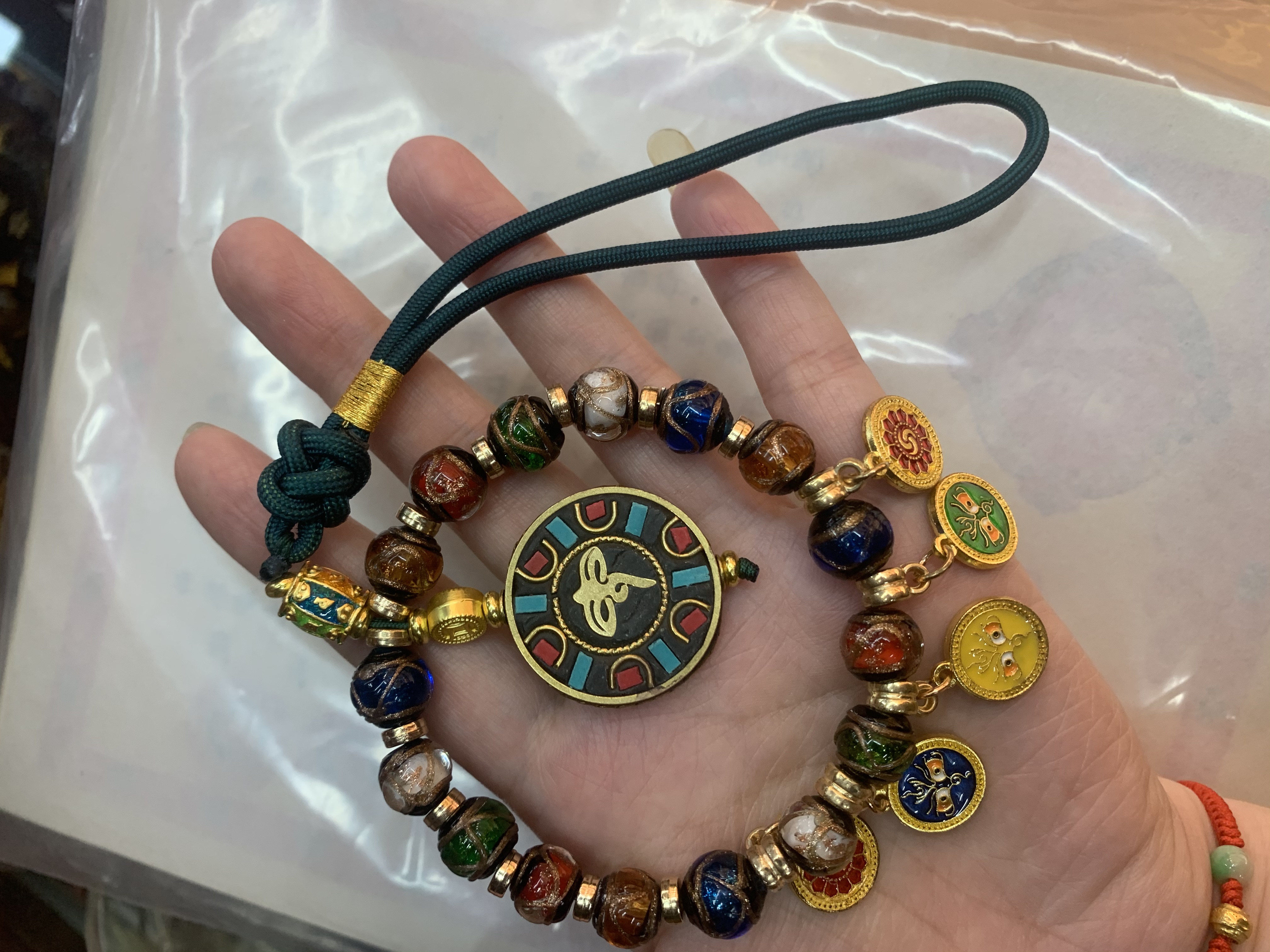 New Five-way God of Wealth Incense Ash Glass multi-treasure car pendant, interior decoration pendant, high-end gift Item Picture