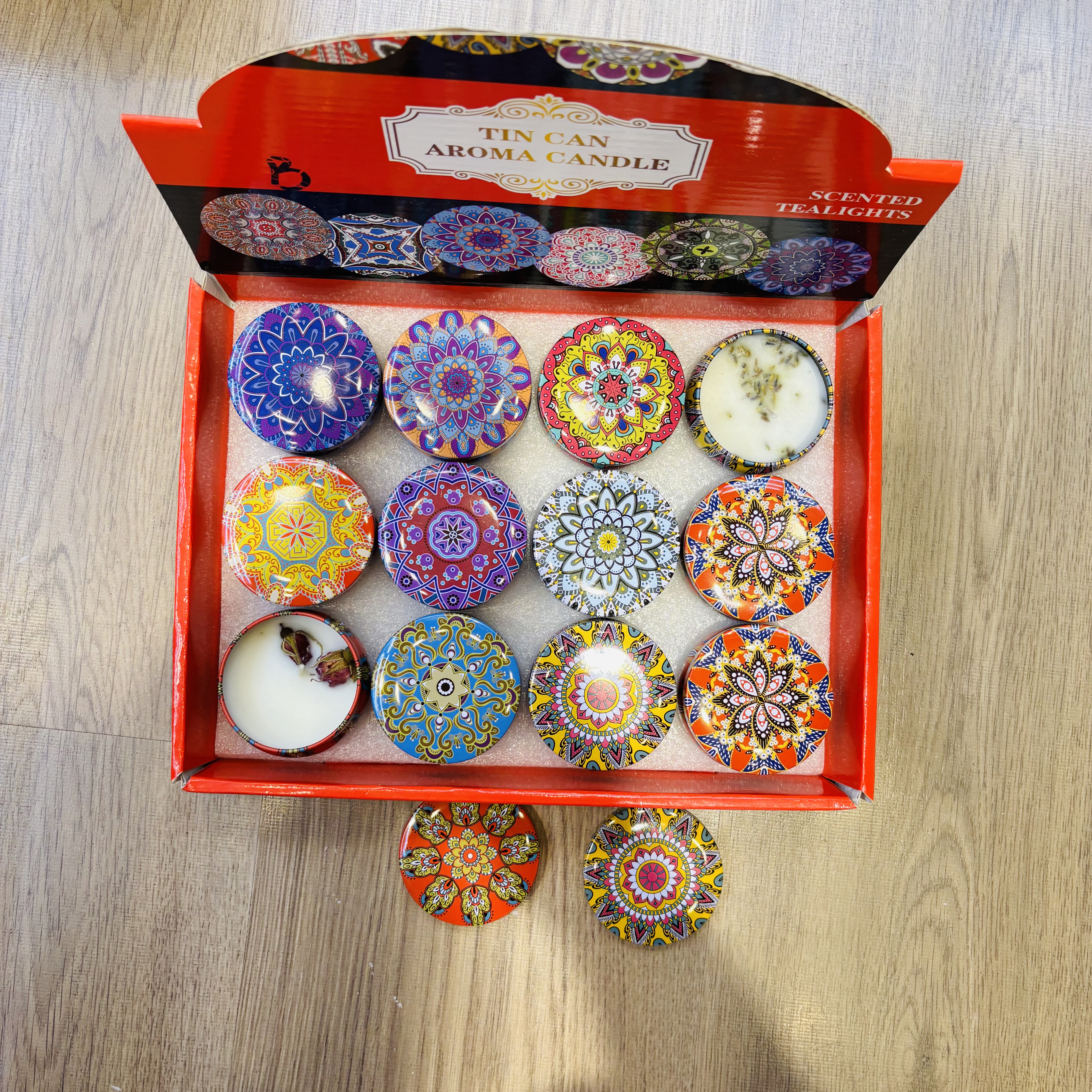 香薰蜡烛铁罐香薰蜡烛 干花蜡烛 贝壳香薰蜡烛 喜庆节日蜡烛细节图