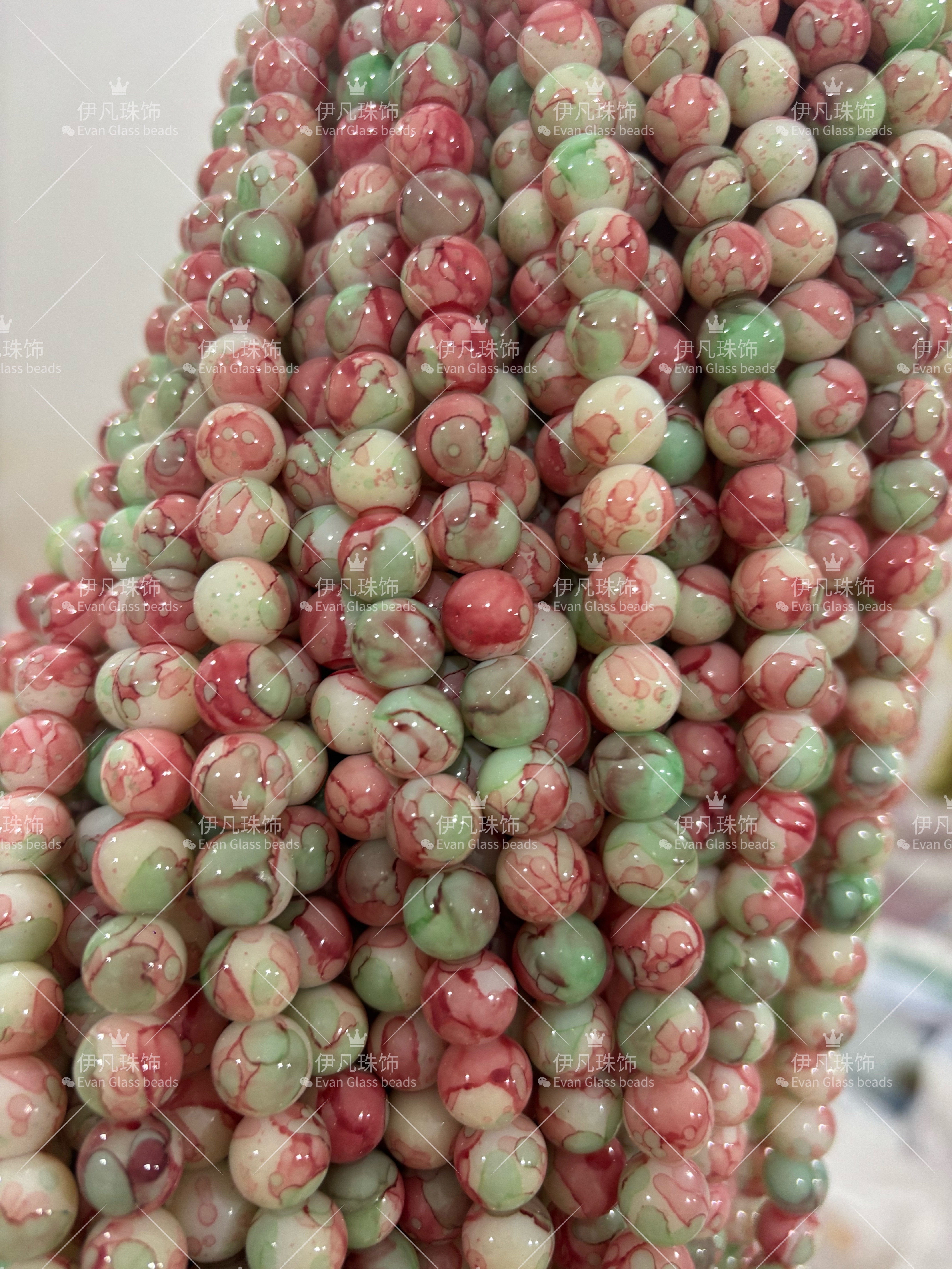 10mm玻璃珠瓷珠水墨系列圆珠串珠DIY材料配件出口外贸珠详情图6