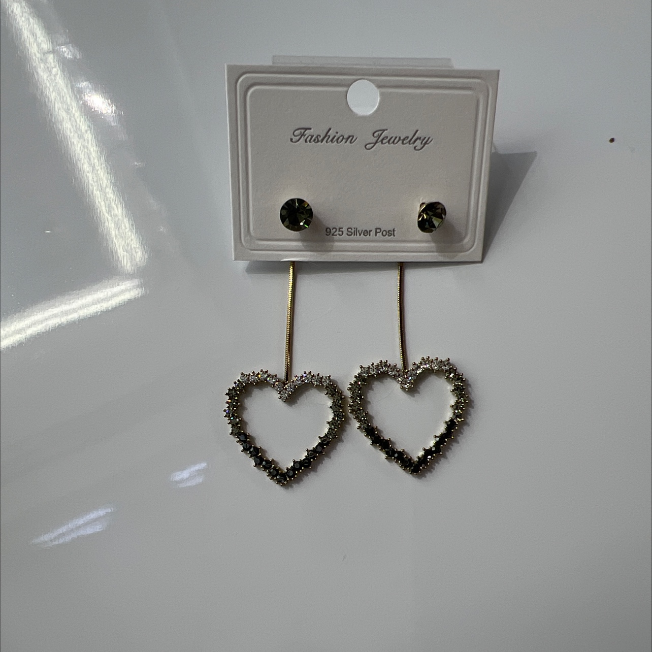 European-style exquisite heart-shaped rhinestone earrings