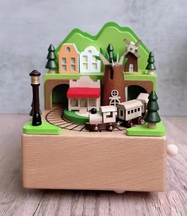 Wooden music box, music box, creative birthday gift, souvenir, Ferris wheel Item Picture