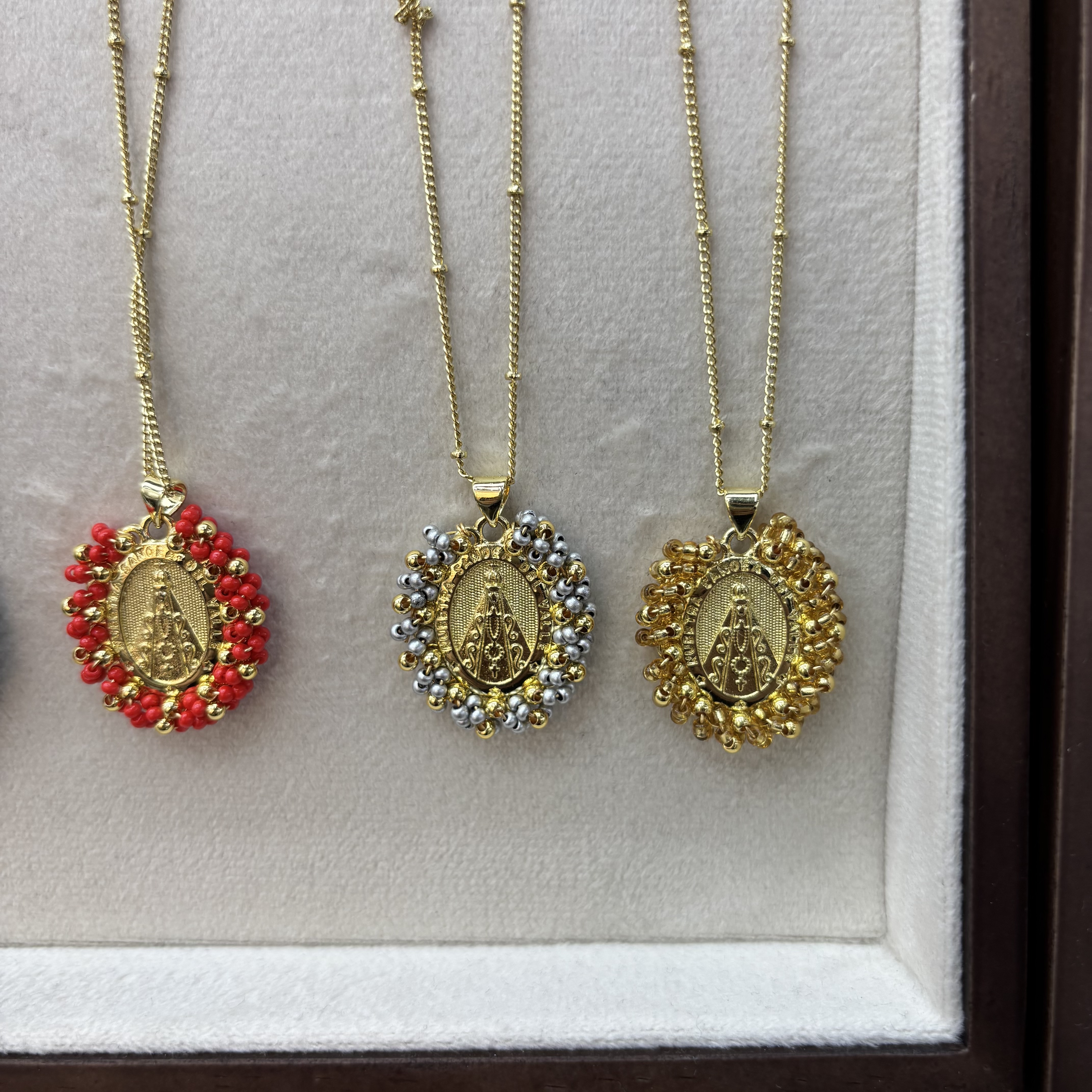 波西米亚民族风金色米珠编织不锈钢项链细节图