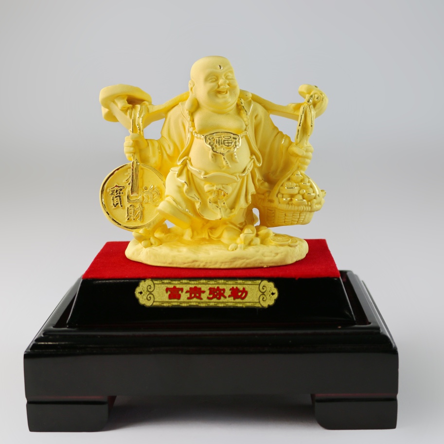 Large sand-gold Maitreya Buddha Wealth and Fortune opening business gifts, home and office craft gifts and ornaments Specification image