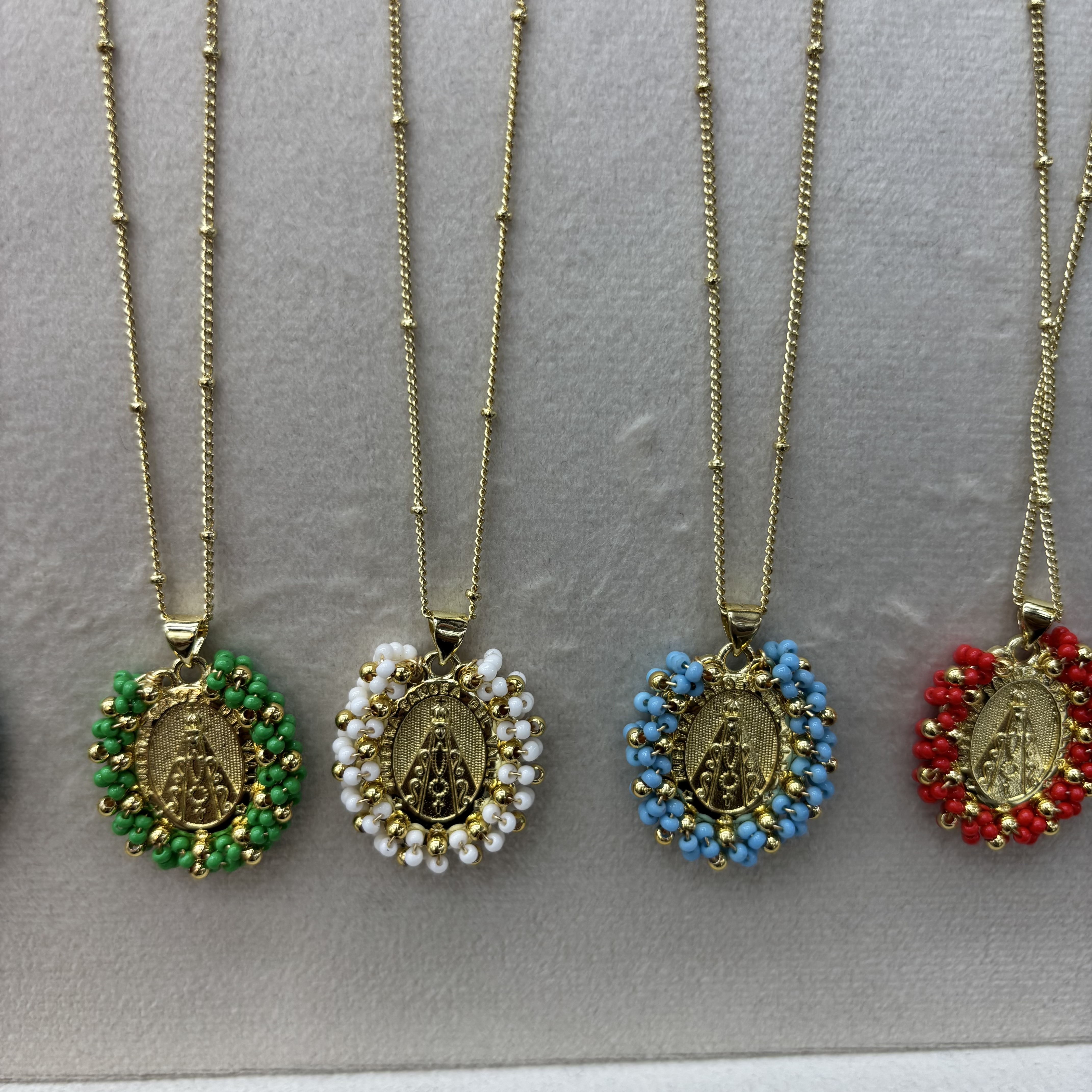 波西米亚民族风金色米珠编织不锈钢项链产品图