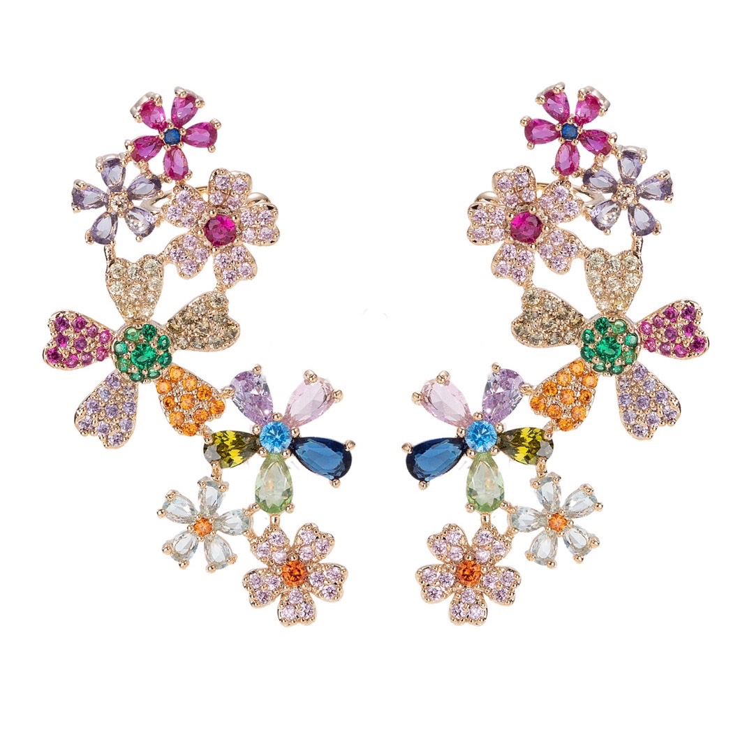 锆石耳环女款时尚耳饰 精致设计百搭饰品 优雅气质S925银针耳环