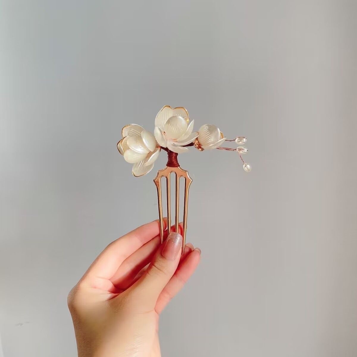 Sea King Hairpin Magnolia Flower Hairpin 2025 New Style New Chinese ancient Style women's high-end hairpin, hairpin, hairpin flower hair accessory