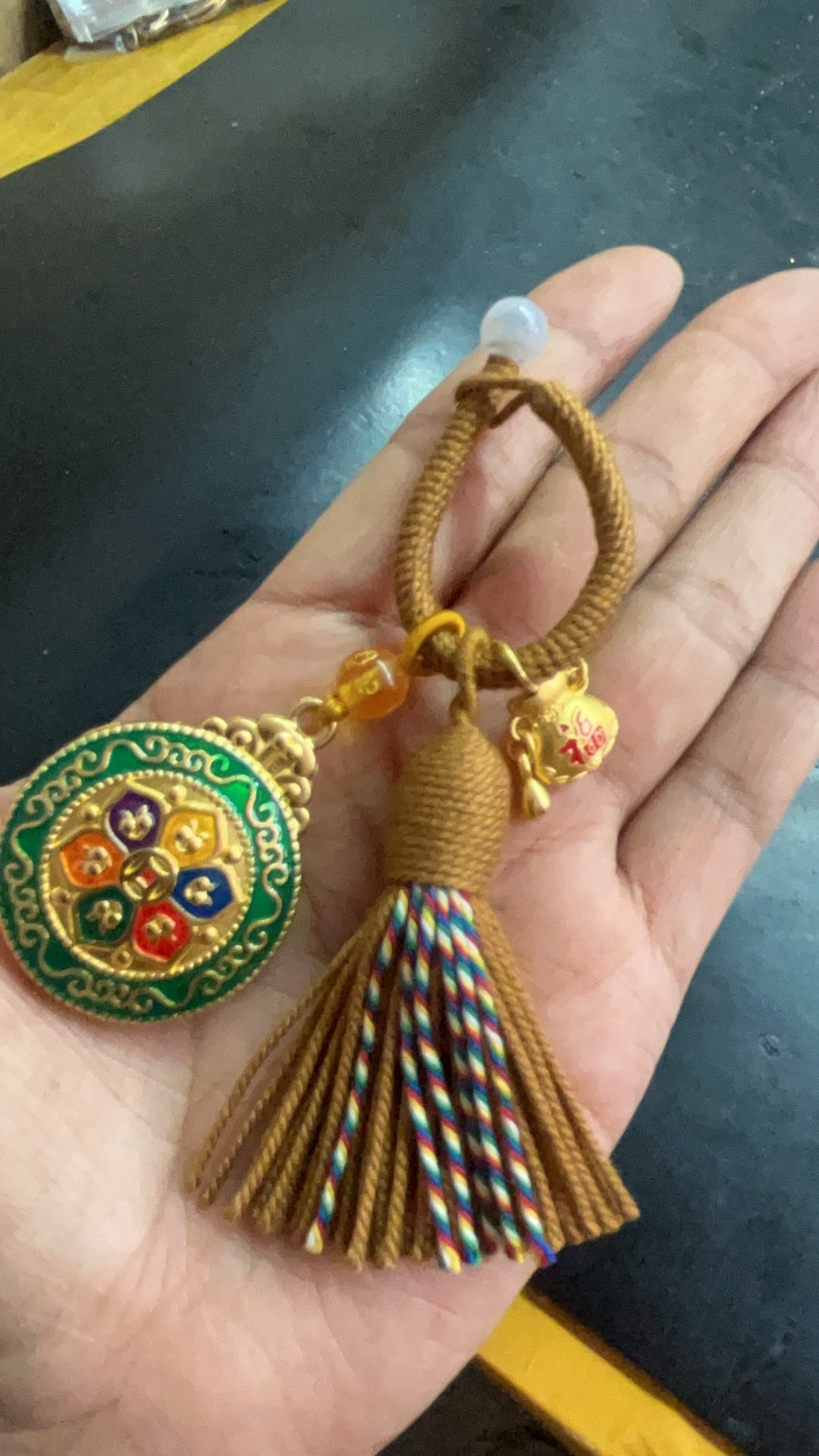 彩色棉线穗子挂合金画油珐琅彩福袋葫芦挂饰工艺礼品细节图