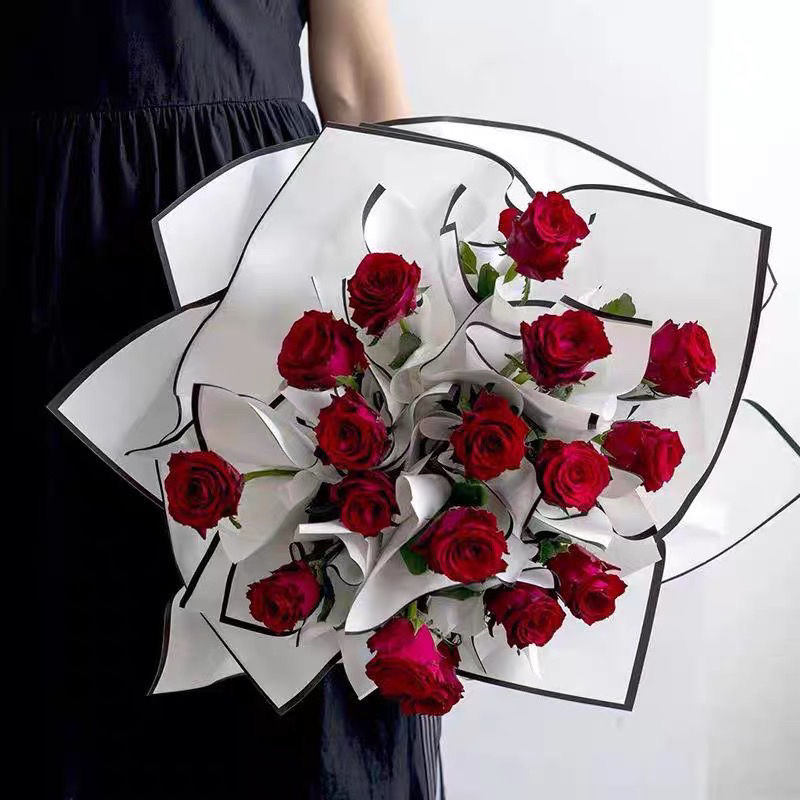 鹏发包装工厂店 新款金边果冻膜鲜花包装纸材料防水高档包花纸花束花艺店 经典搭配鲜花包装纸详情图7