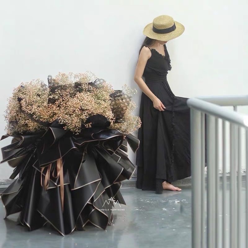 鹏发包装工厂店 新款金边果冻膜鲜花包装纸材料防水高档包花纸花束花艺店 经典搭配鲜花包装纸详情图9