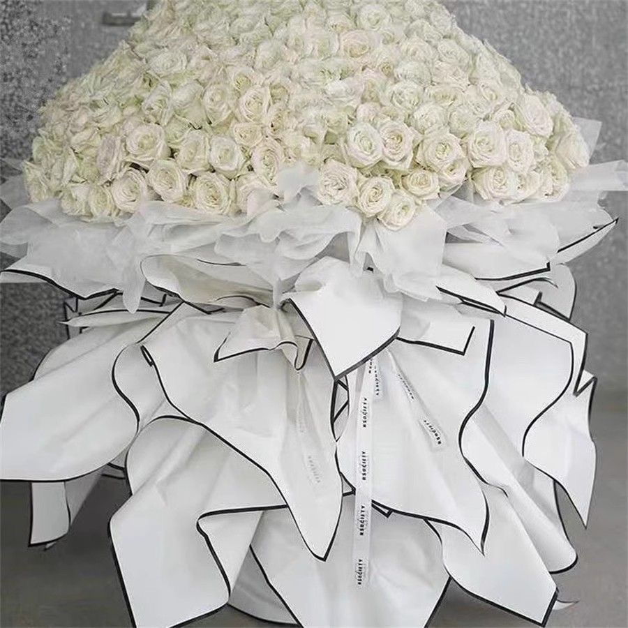 鹏发包装工厂店 新款金边果冻膜鲜花包装纸材料防水高档包花纸花束花艺店 经典搭配鲜花包装纸详情图8