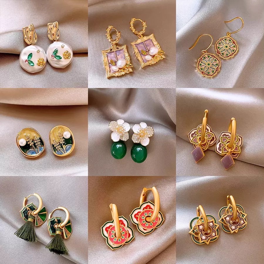新中式复古国风耳环女2024新款高级感轻奢气质耳钉气质古风耳饰饰品