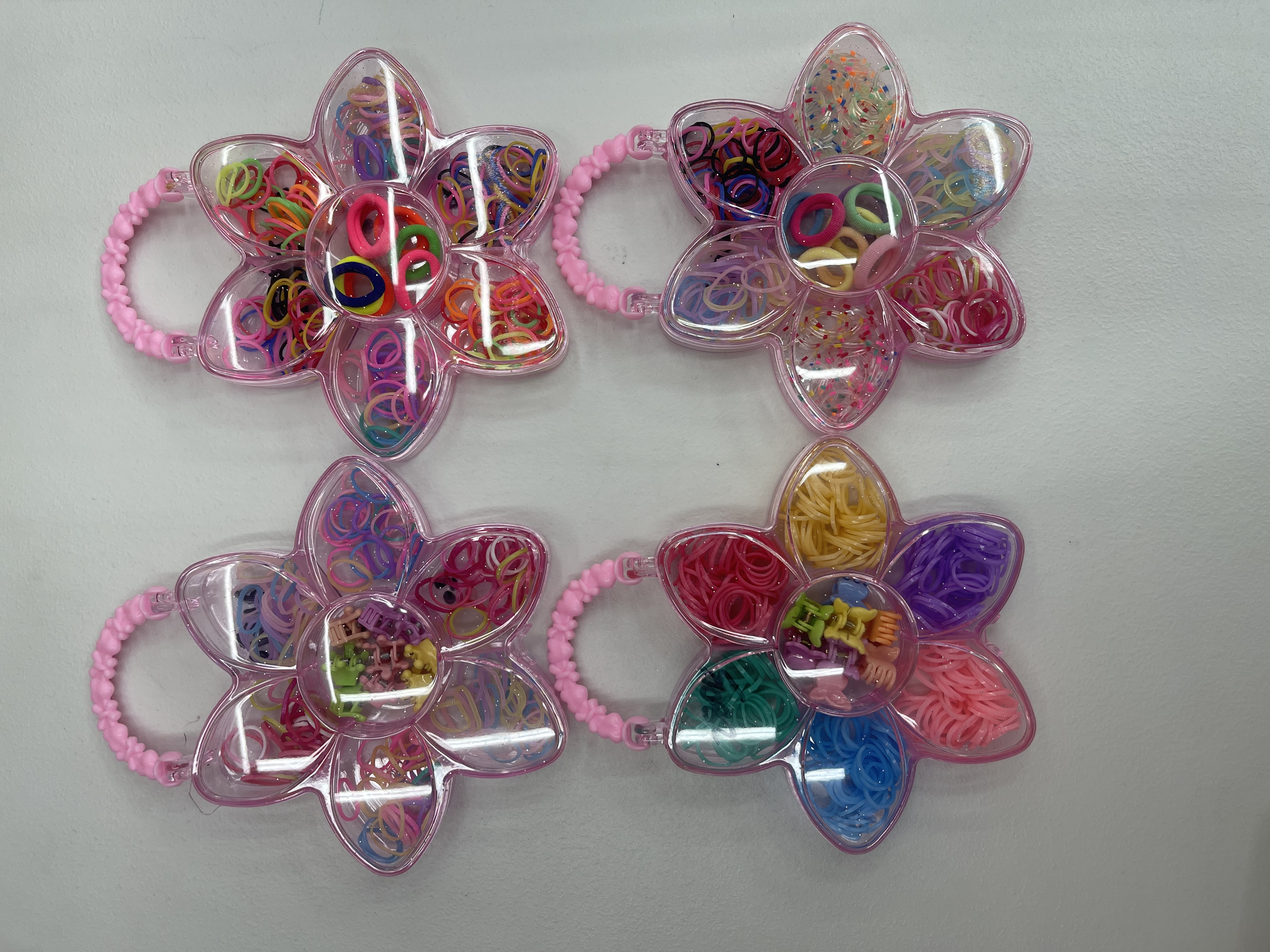 Seven-petal flower hair accessory set, rubber band clip, towel loop accessory, hair band and hair tie