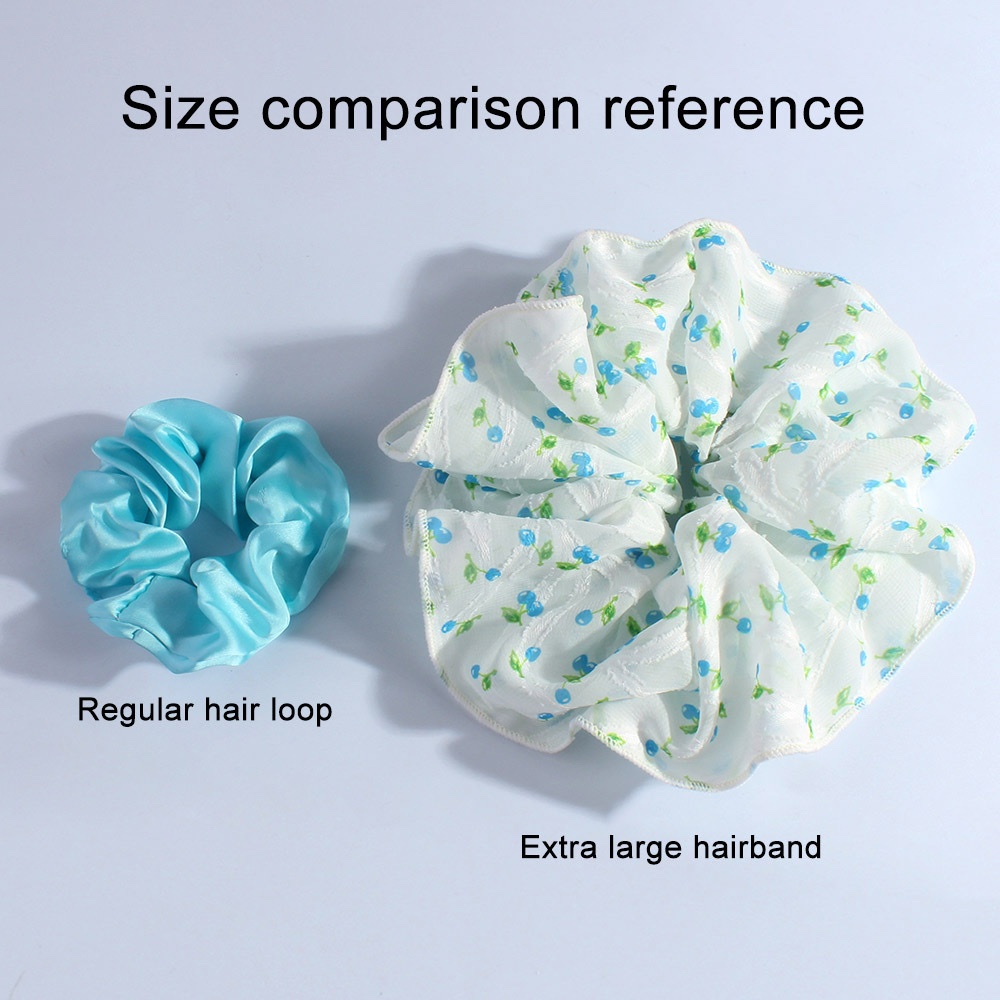 新款超大号碎花大肠发圈女高级感欧根纱重工发绳网纱包边头绳发饰产品图