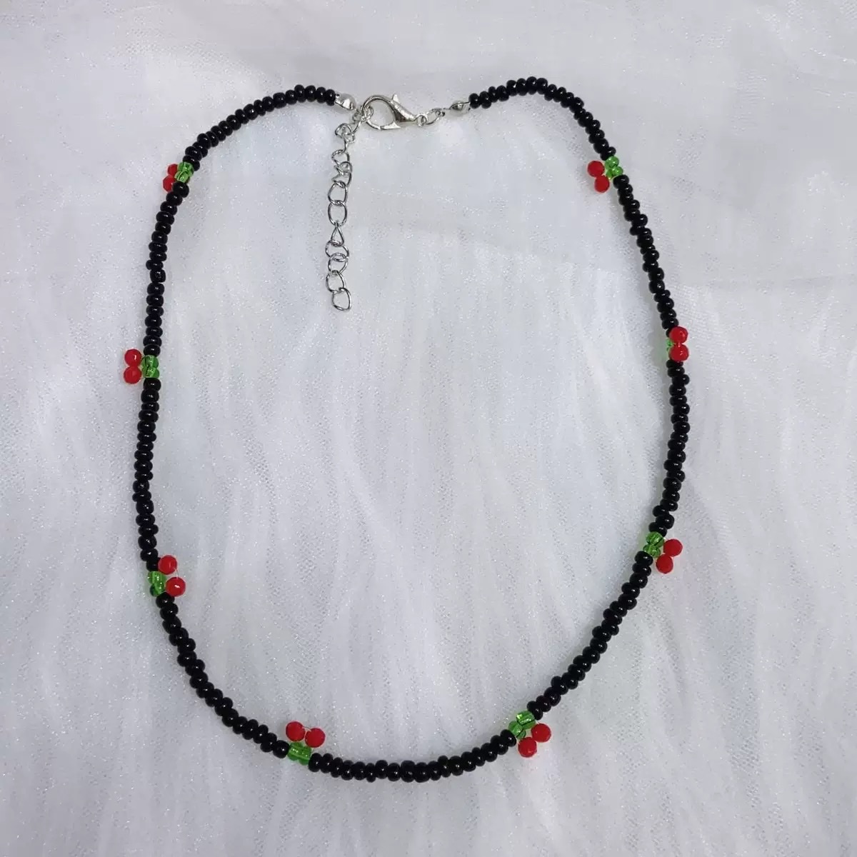 2022 New Summer cute rice bead beaded necklace, fresh and versatile strawberry cherry anklet, the same style as Hyuna in Korean Specification image