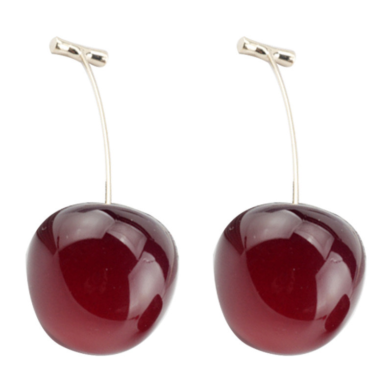 车厘子耳钉 樱桃T针耳环水晶吊坠产品图