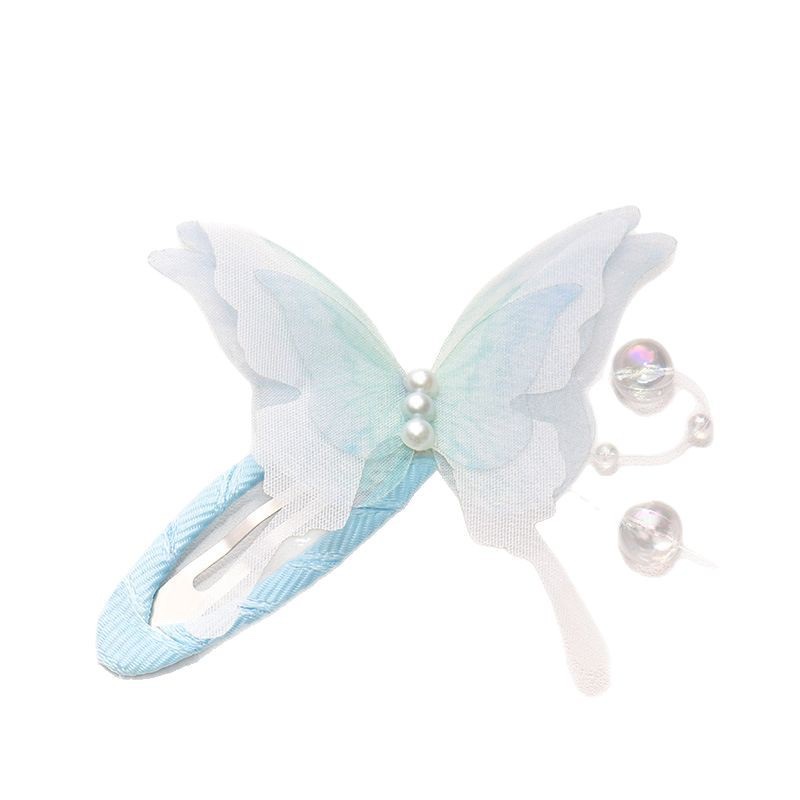Bubble bead gradient butterfly hair clip, side bb clip, girls' small broken hair clip, super fairy back head hair clip, headwear wholesale hair clip detail image 4