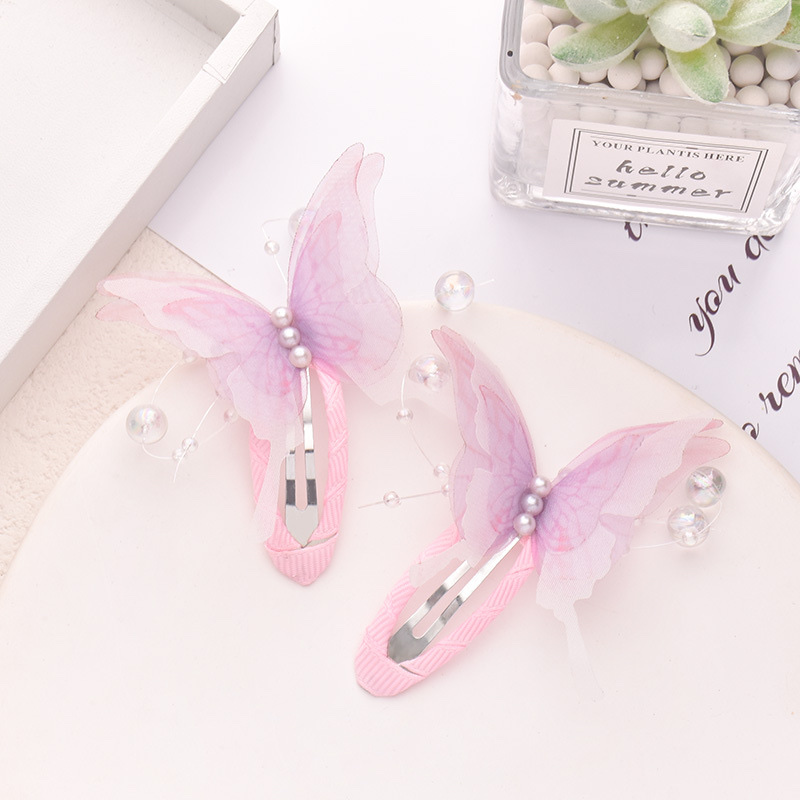 Bubble bead gradient butterfly hair clip, side bb clip, girls' small broken hair clip, super fairy back head hair clip, headwear wholesale hair clip Specification image