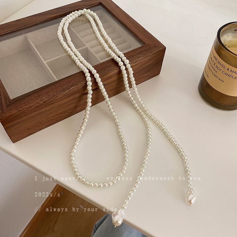 Pearl necklace for women, 2025 new style bestseller, light luxury and high-end feel, long layered summer sweater chain, versatile necklace detail image 3