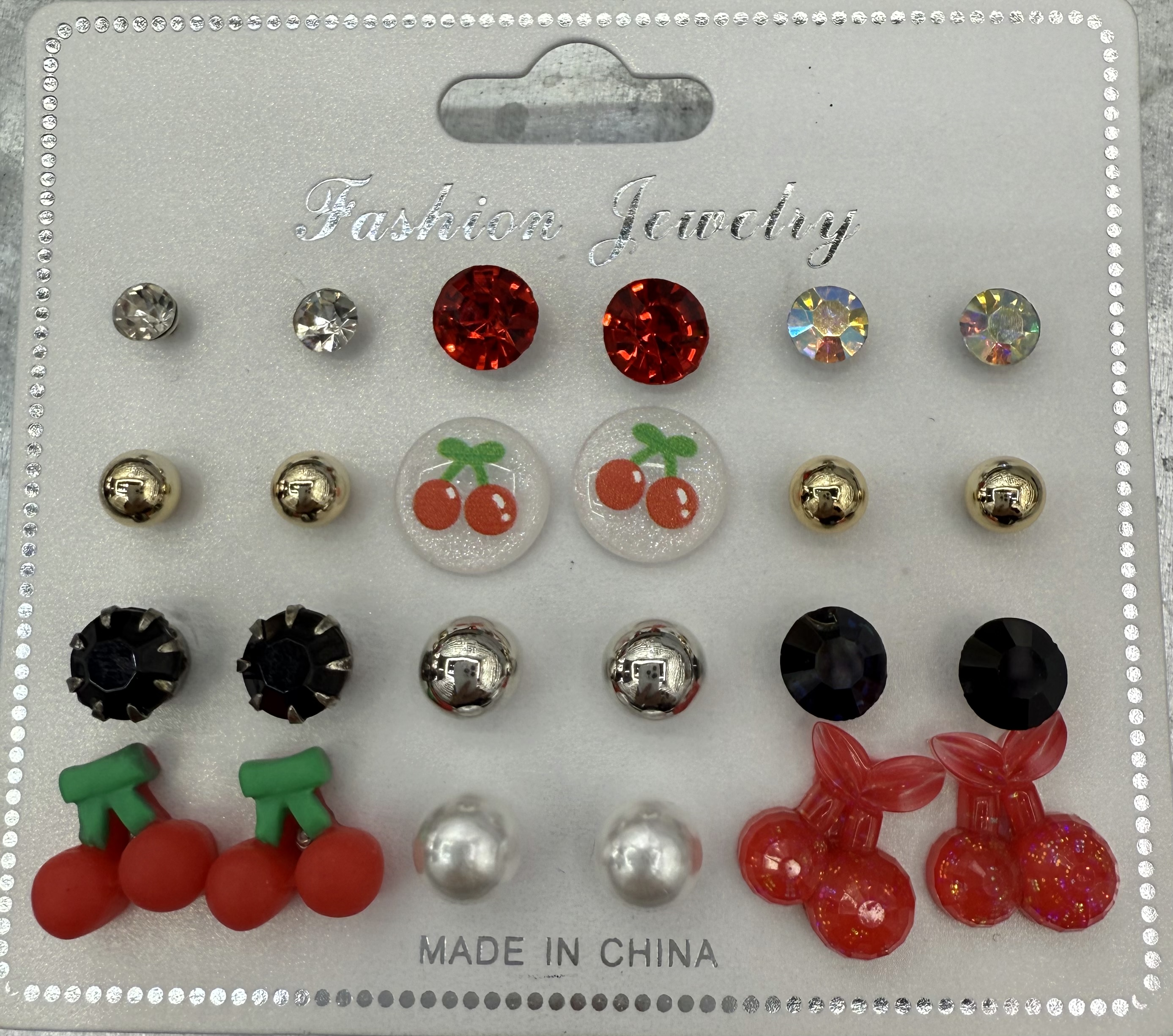 潮流时尚樱桃耳钉套装 清纯可爱百搭休闲耳饰 女生甜美气质配饰细节图