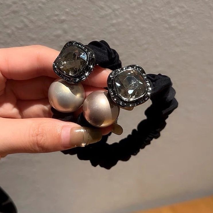 高级感气质珍珠头绳水钻大肠发圈2025皮筋女扎丸子头饰头绳扎头发皮绳配件