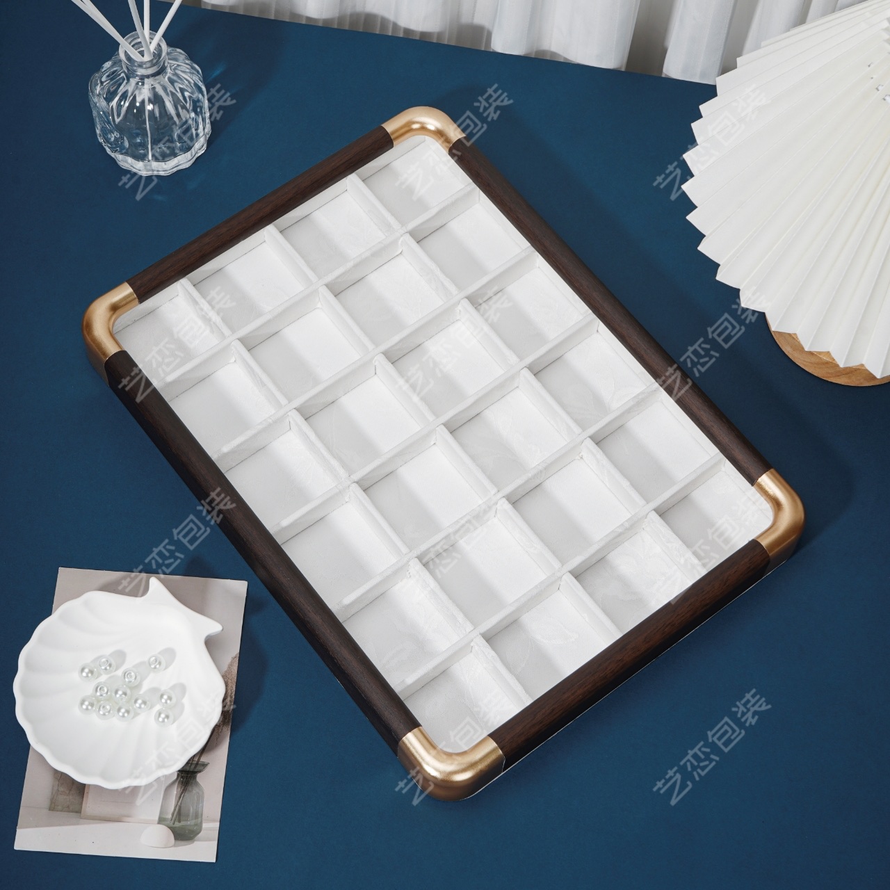 仿木饰品展示架 饰品店展示台 饰品盘陈列架 简约透明展示工具详情图8