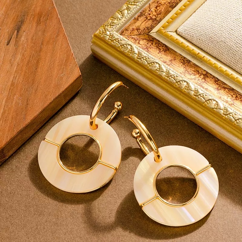 亚马逊跨境时尚夸张欧美风几何圆圈耳环女高级感百搭时髦银针耳饰详情图2