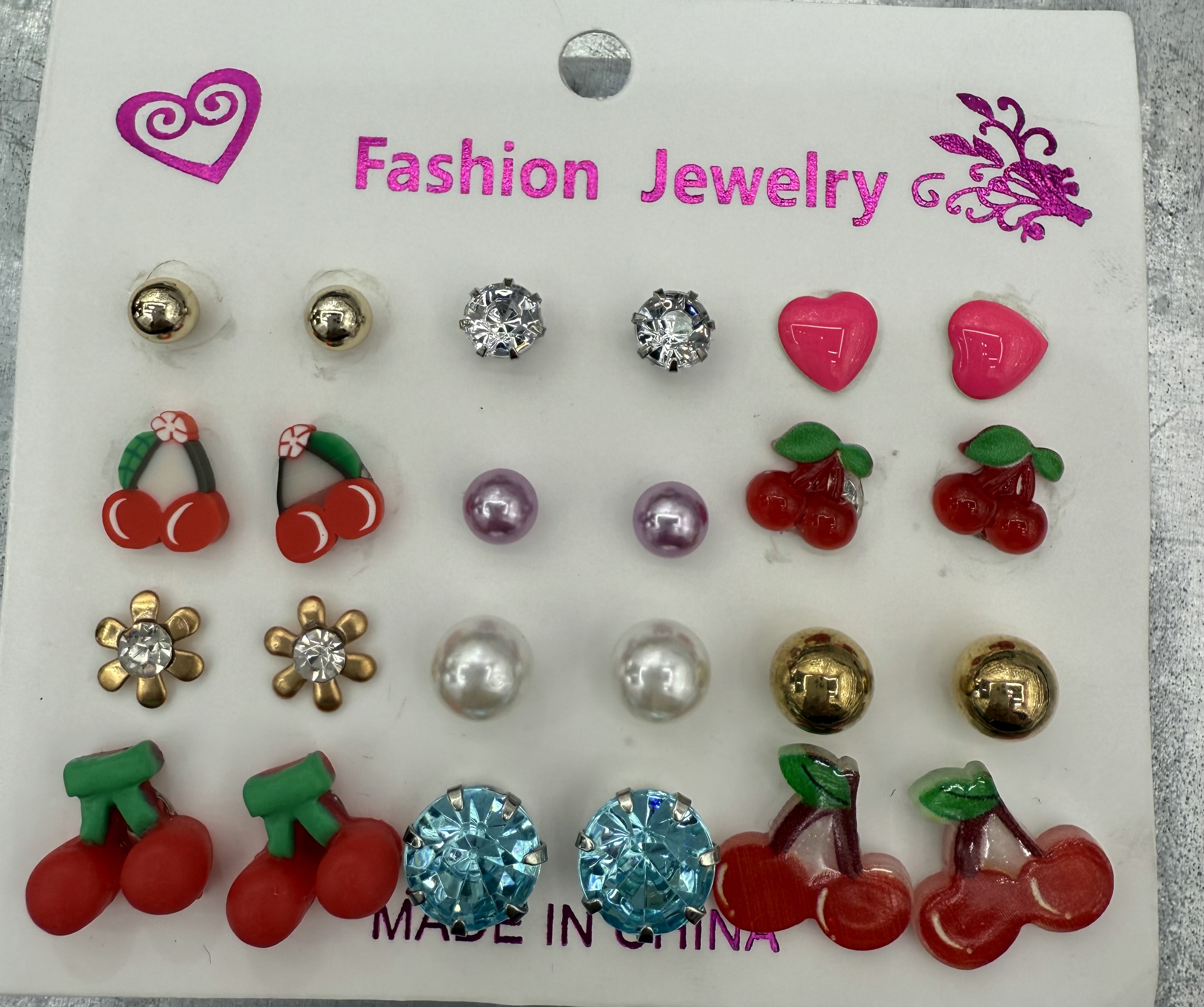 潮流时尚樱桃耳钉套装 清纯可爱百搭休闲耳饰 女生甜美气质配饰产品图