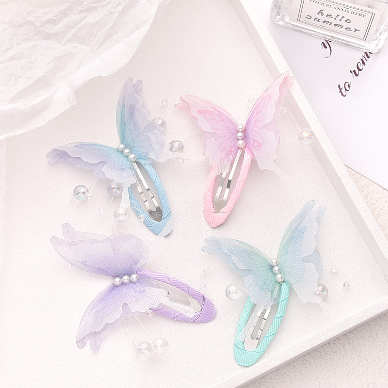 Bubble bead gradient butterfly hair clip, side bb clip, girls' small broken hair clip, super fairy back head hair clip, headwear wholesale hair clip detail image 2