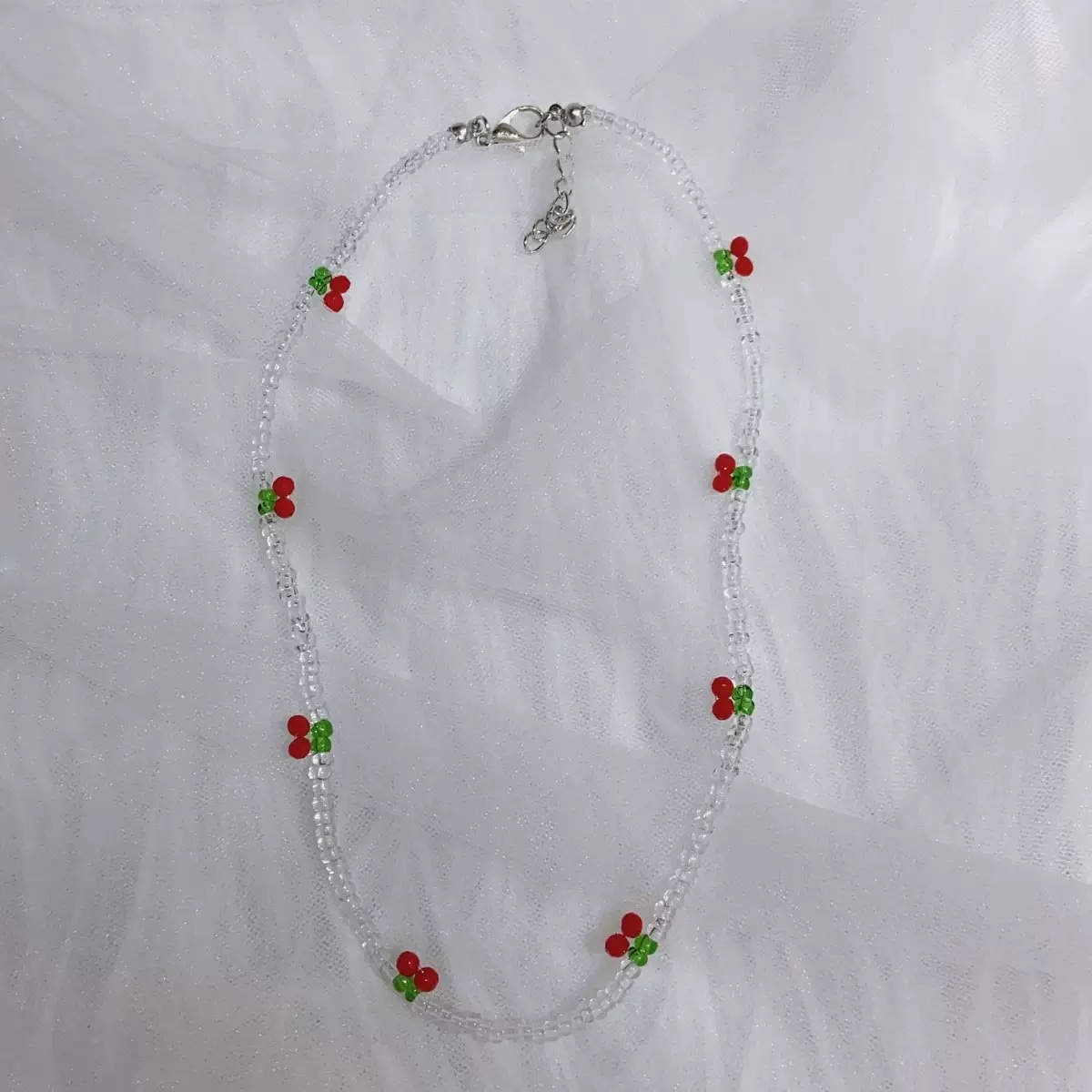 2022 New Summer cute rice bead beaded necklace, fresh and versatile strawberry cherry anklet, the same style as Hyuna in Korean detail image 4