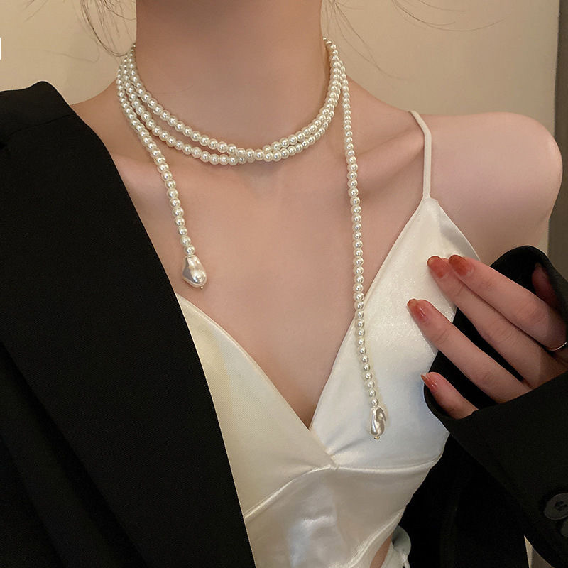 Pearl necklace for women, 2025 new style bestseller, light luxury and high-end feel, long layered summer sweater chain, versatile necklace details Picture