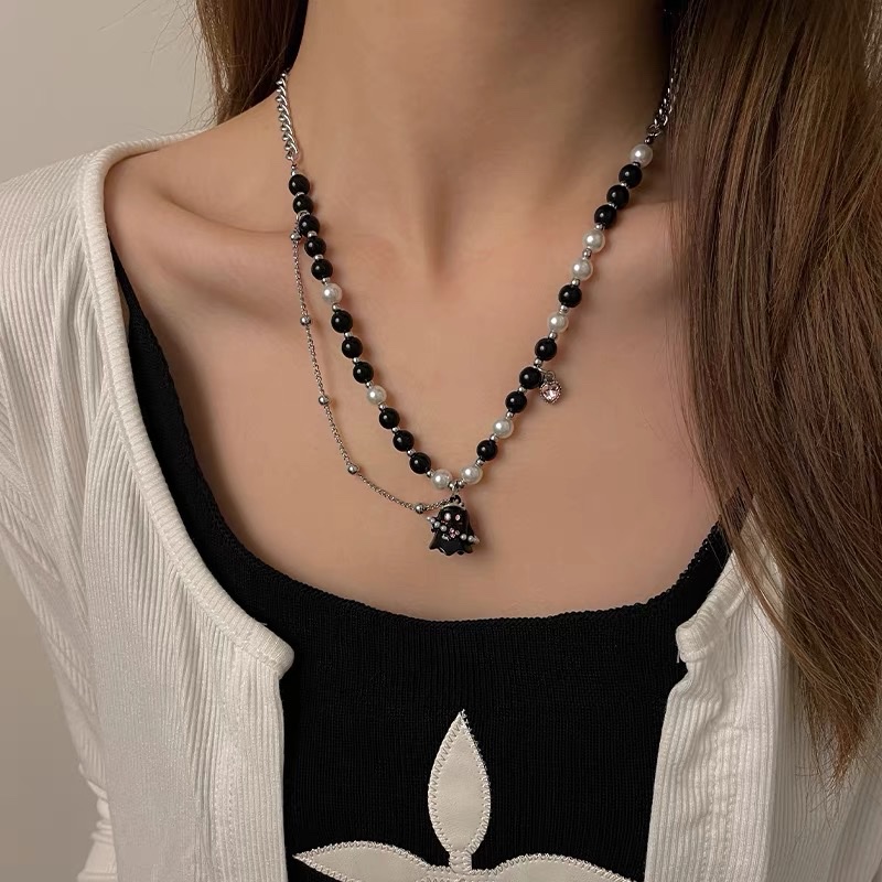 淡水珍珠项链女款 钛金材质珍珠饰品 时尚简约气质配饰