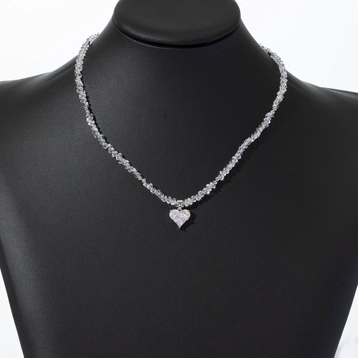 简约小众个性串珠水晶爱心项链女士 ins潮流韩式可爱项坠饰品项链项链白底实物图