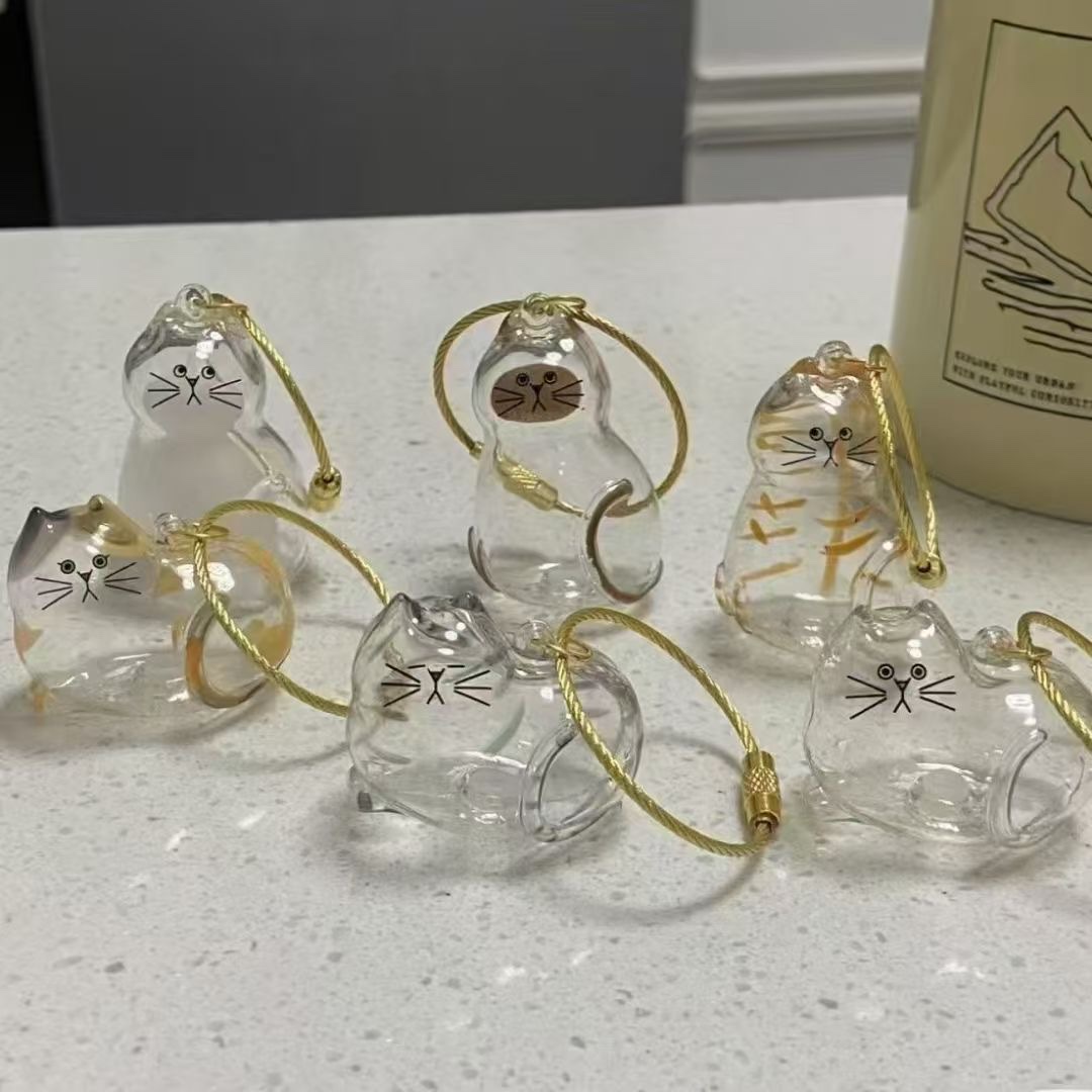 透明猫毛收纳盒吊饰扭蛋 猫咪毛发存放胶囊钥匙扣挂件