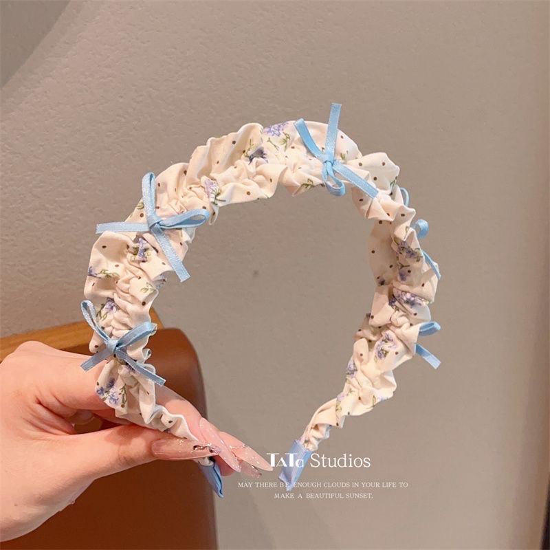 儿童蝴蝶结布艺褶皱发箍小清新甜美女孩碎花头箍头扣宝宝发卡头饰发箍