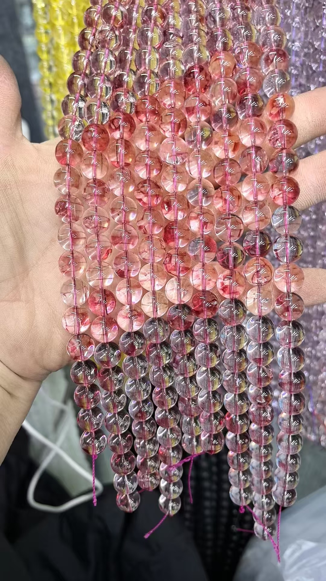 10厘水晶圆珠自然花纹色颜色清新适合手链，项链，发夹，发骷，手机链等款式新网红爆款