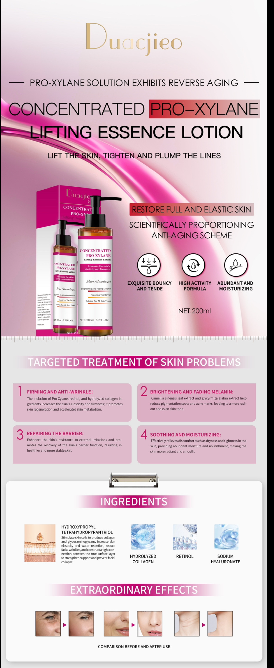 DUACJIEO Retinol Hydrating and Moisturizing Essence Toner Lotion for Deep nourishment, refreshing and brightening pic 2