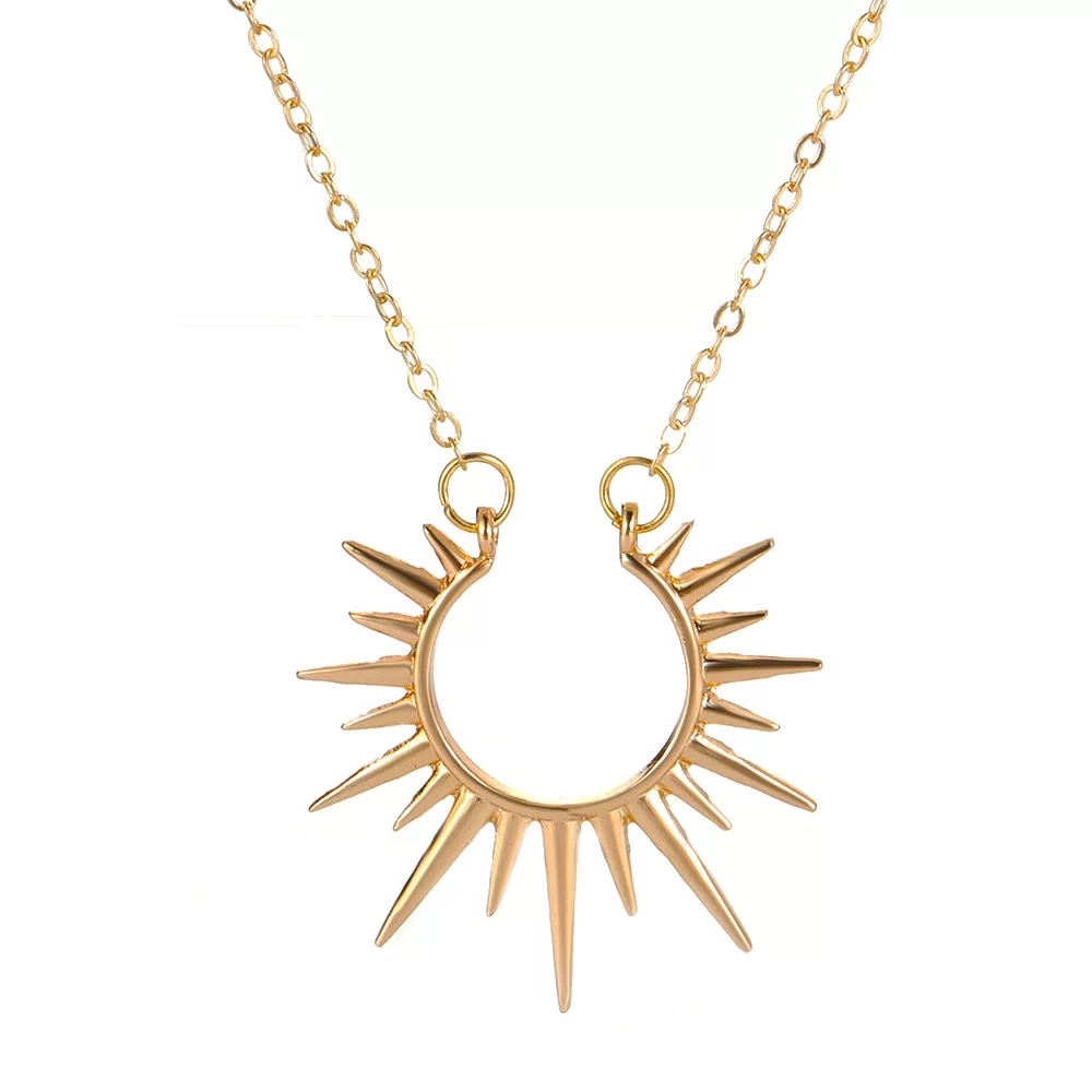 New sunflower pendant necklace from Amazon in Europe and America, retro metal open collarbone chain, fashionable and creative accessory for women Item Picture