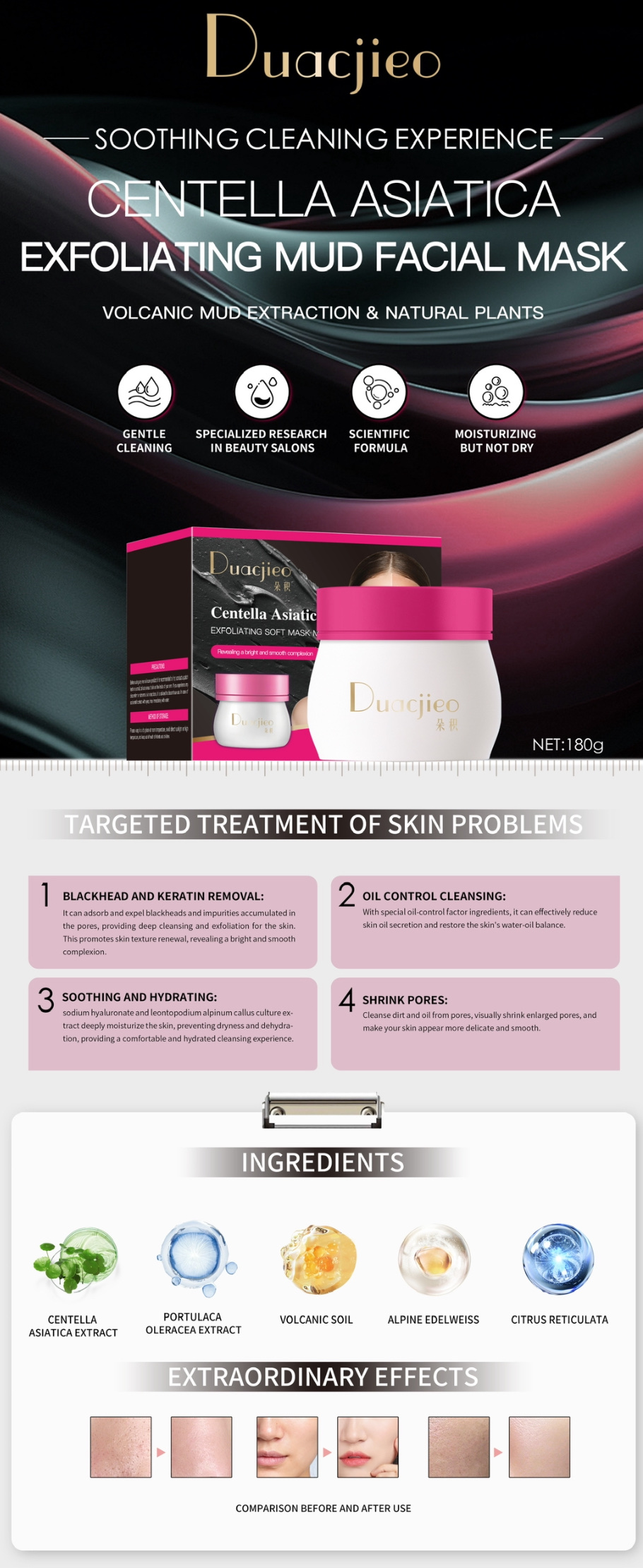 DUACJIEO Moisturizing Deep Cleansing Apply a clay mask Bamboo Charcoal Mask Reduce Blackheads detail image 3
