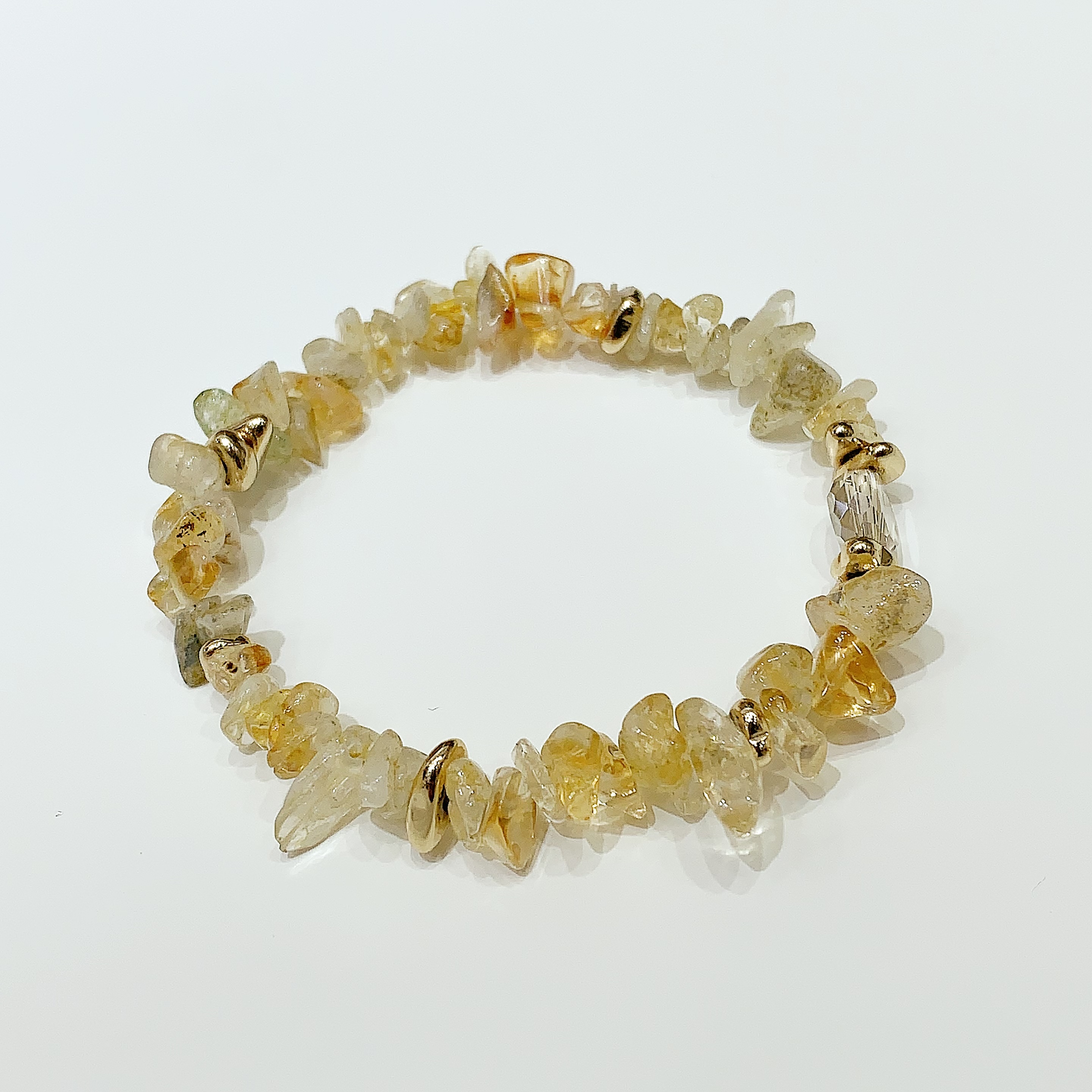 天然碎石手链 | 黄水晶/天河石/粉晶等多宝石 金珠点缀 个性串珠手饰手串