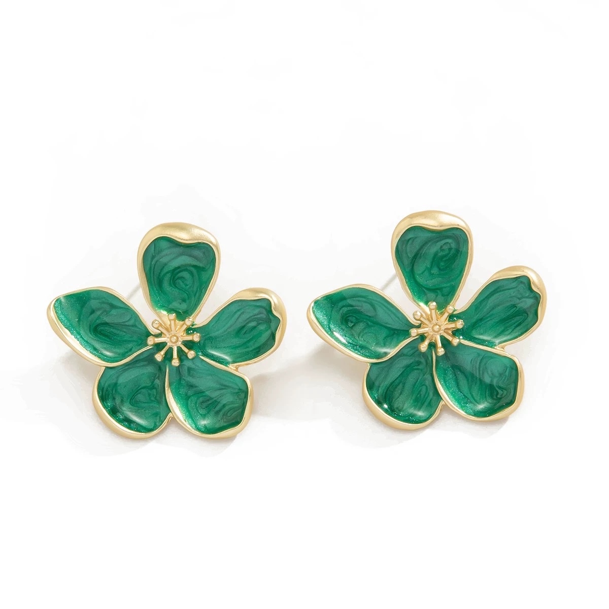 Enamel drop glaze flower stud earrings for women, with a niche design sense and a high-end, light luxury style. Stainless steel earrings, a new bestseller in 2025 detail image 5