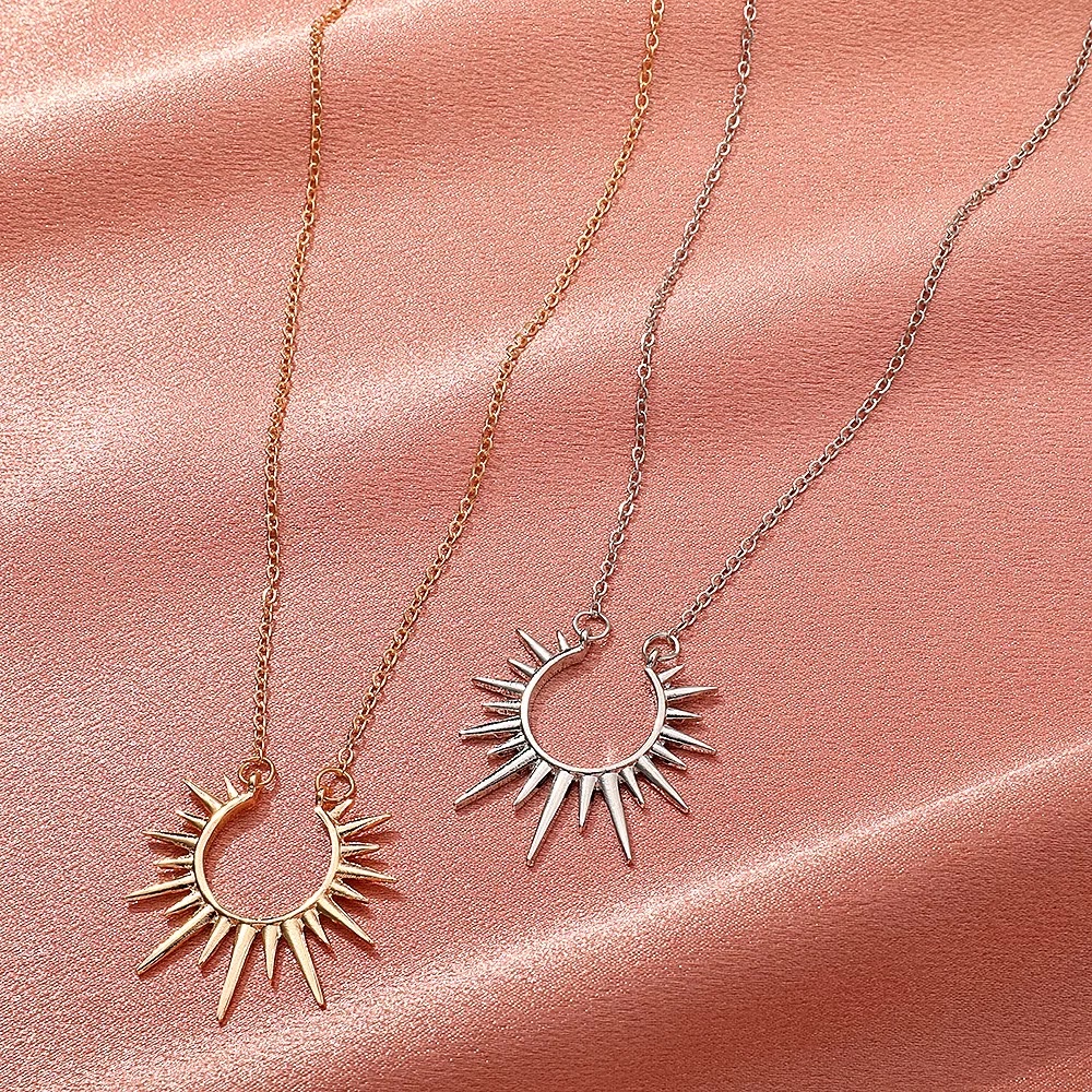 New sunflower pendant necklace from Amazon in Europe and America, retro metal open collarbone chain, fashionable and creative accessory for women detail image 3