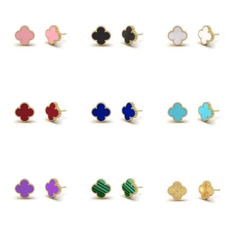 13mm lucky four-leaf flower ear studs, elegant and stylish earrings, simple and fashionable accessories, enhance feminine charm. Stainless steel ear studs, titanium steel ear studs Application Scenario