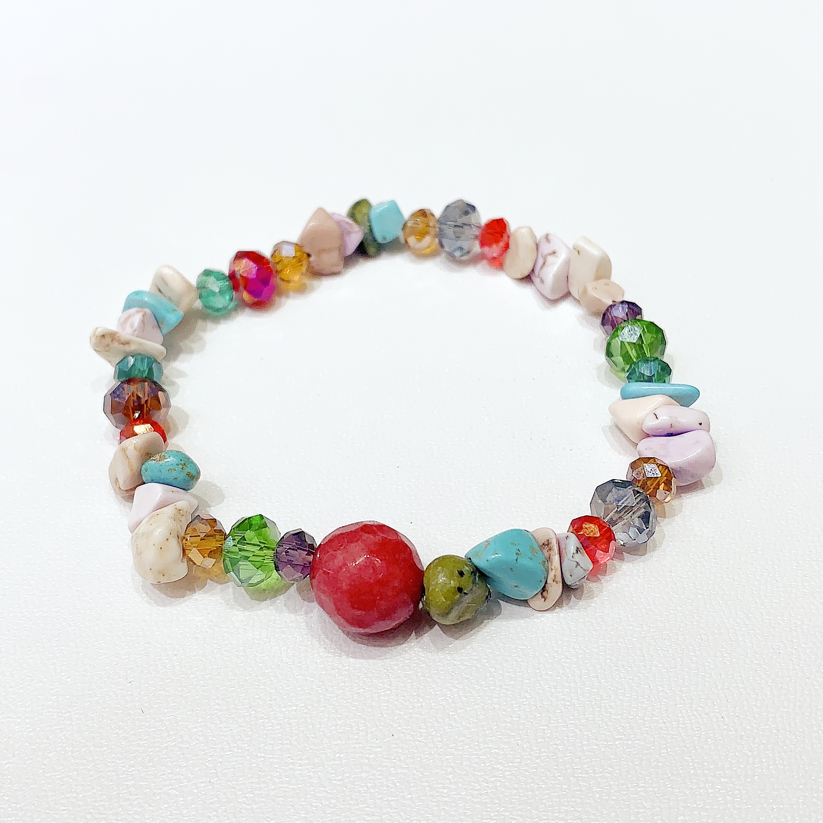 彩虹矿石手链 | 多彩天然石混搭，波西米亚风个性手饰手串