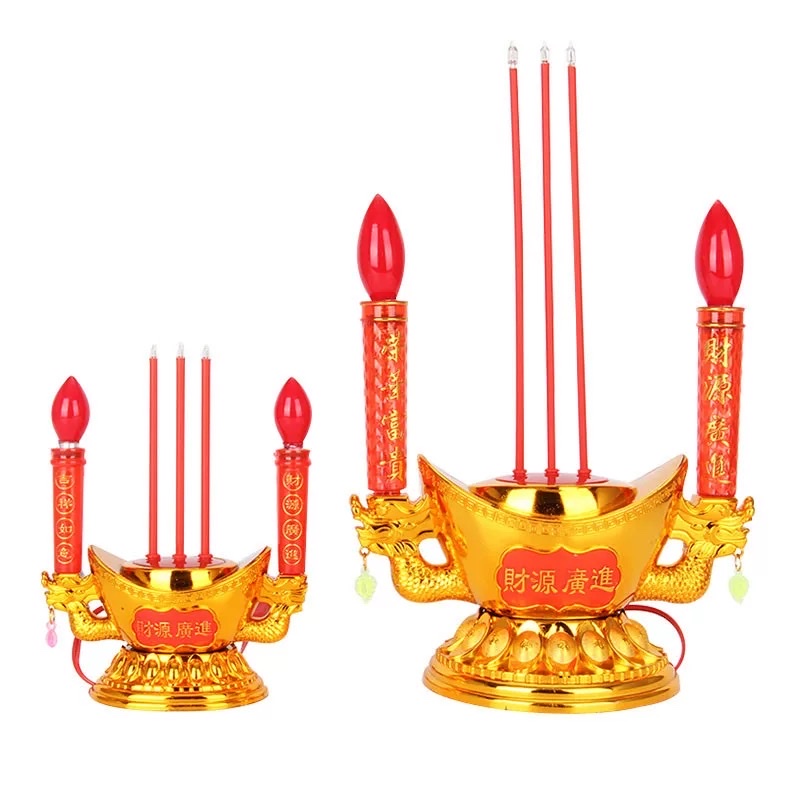 The swing flame LED crystal acrylic electronic incense burner, swing lamp, wealth lamp, plug-in battery dual-purpose, God of Wealth Guanyin household lamp, swing flame crystal gold coin incense burner, household electronic incense burner detail image 3