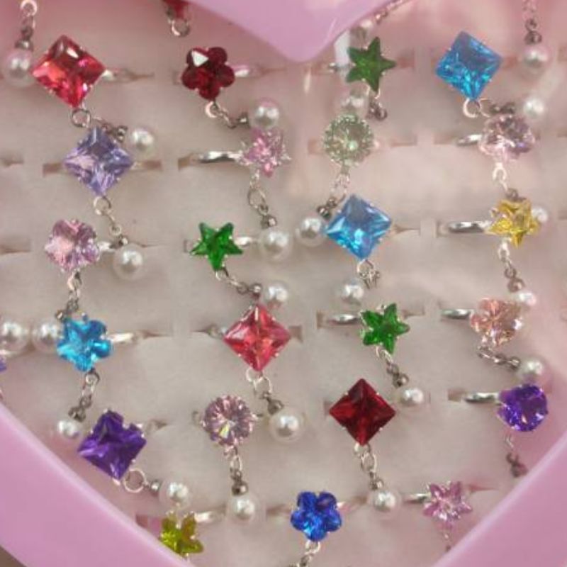 儿童diy戒指公主儿童水晶宝石戒指女孩可爱卡通饰品礼盒女童钻石戒指