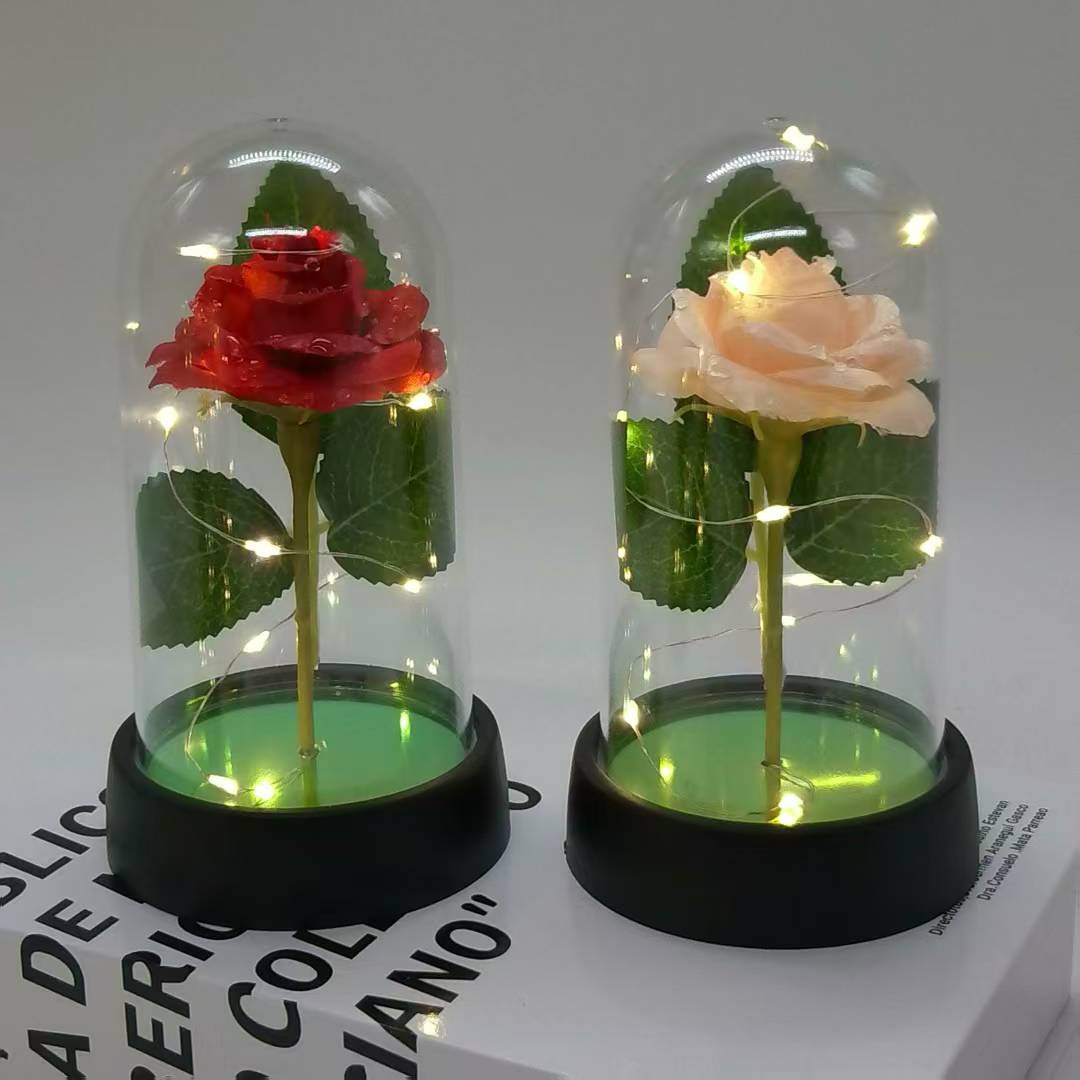 厂家直销跨境玫瑰花塑料罩，母亲节，情人节，教师节礼物摆件细节图