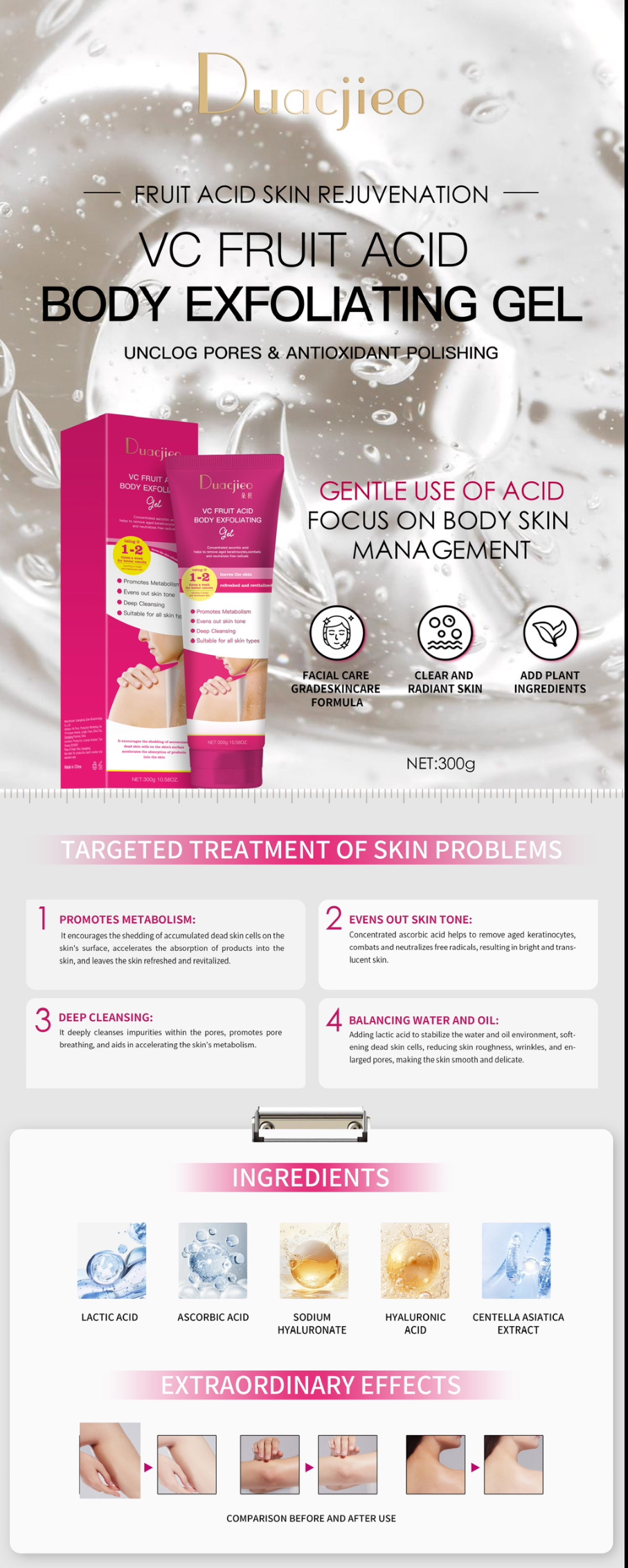DUACJIEO Gentle Body Scrub Gel Hydrates, moisturizes, nourishes, softens keratin and exfoliates BODYSCRUB Cream pic 2