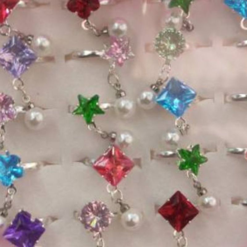 儿童戒指公主diy水晶宝石戒指女孩可爱卡通饰品礼盒女童钻石戒指